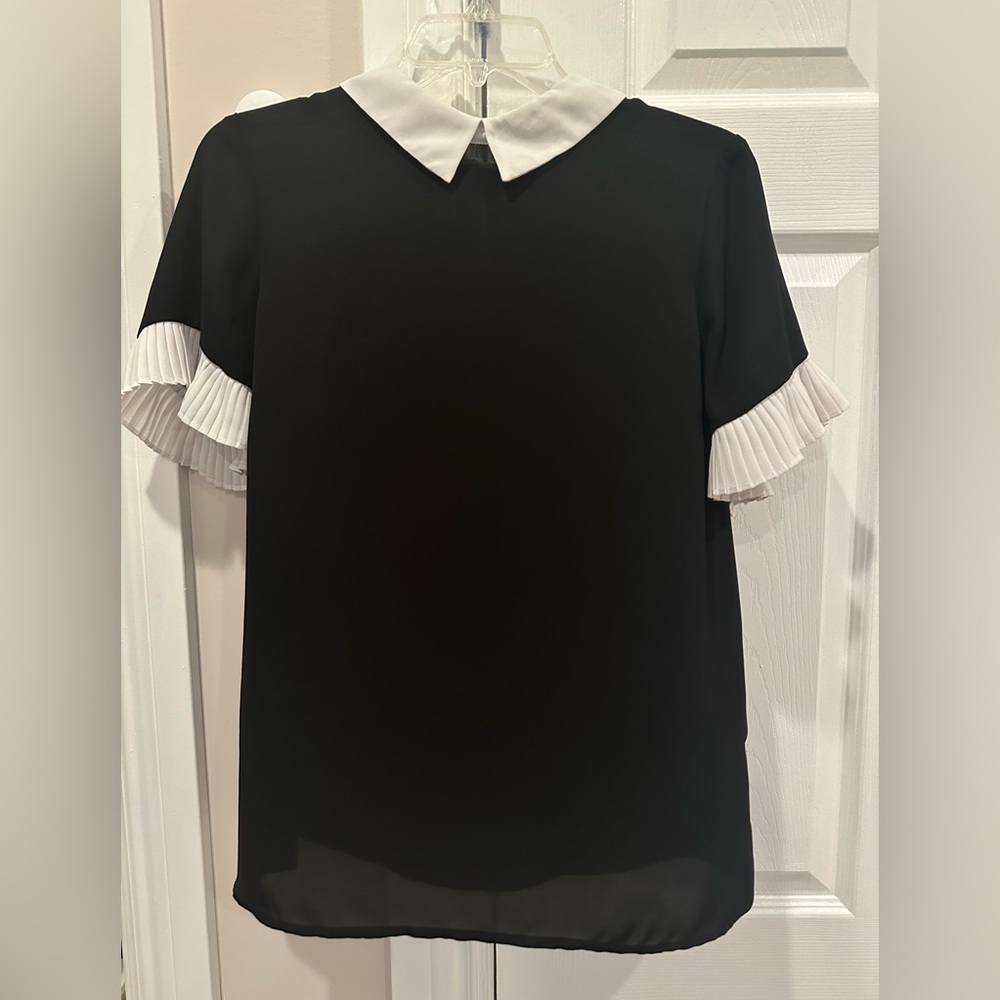Cece Blouse Black White Collared Professional Shi… - image 1